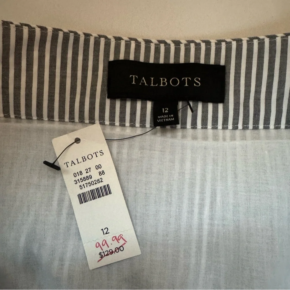 Talbots Skirt NWT Size 12 Striped Embroidered‎ Skirt Eyelet Boho Cottagecore